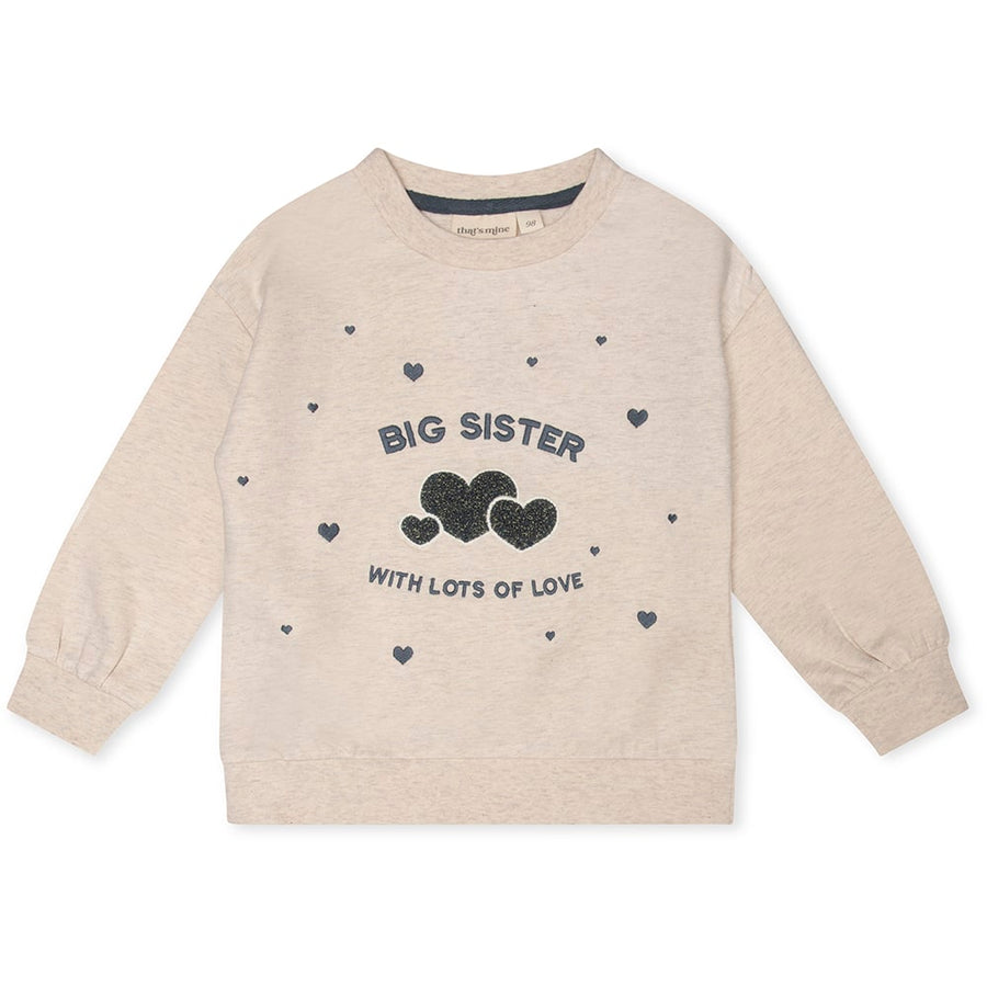 That's Mine Finley big sister sweatshirt - Light creme melange - 95% Organic cotton / 5% Elastane Buy Tøj||Overdele||Sweatshirts||Alle||Favoritter||Søskende||personale||AW24 - VIP adgang||Efterår 2024 here.