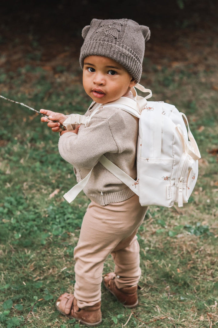 Chapette knitted pointelle beanie - Earth brown melange