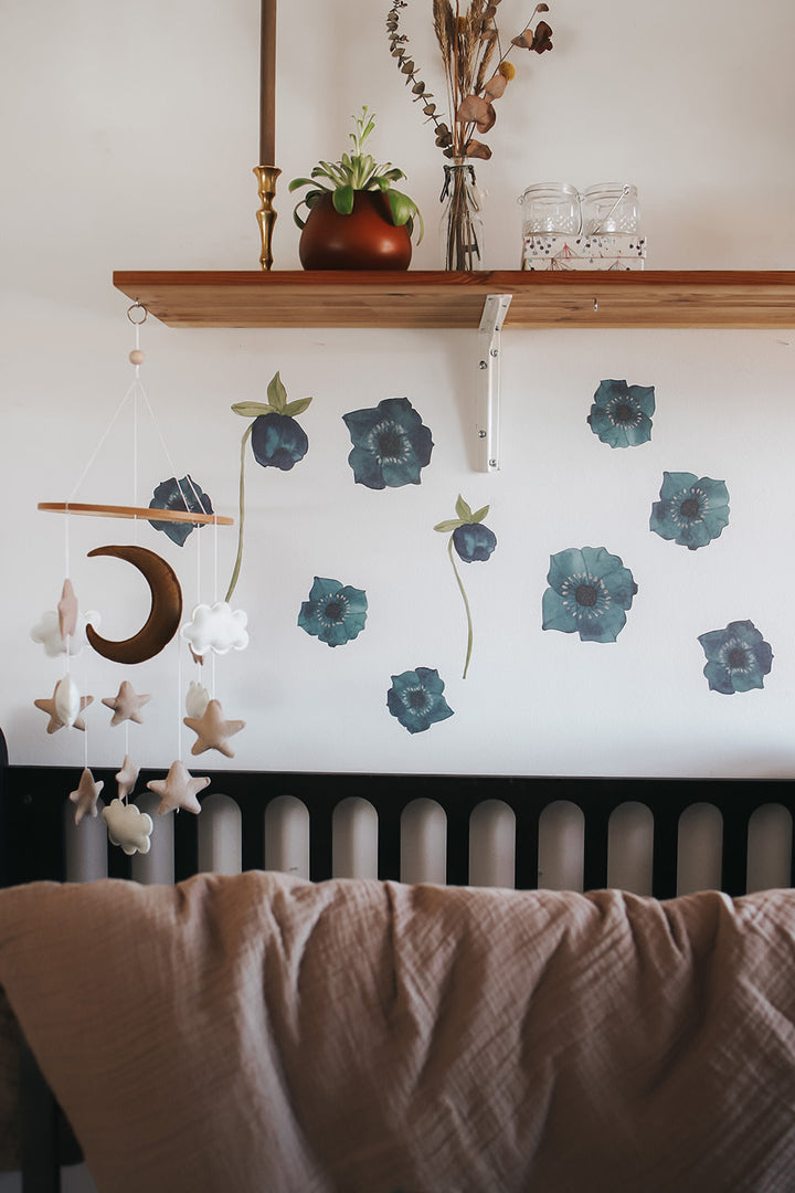 Wallsticker Blue flowers 10 pcs. - Multi